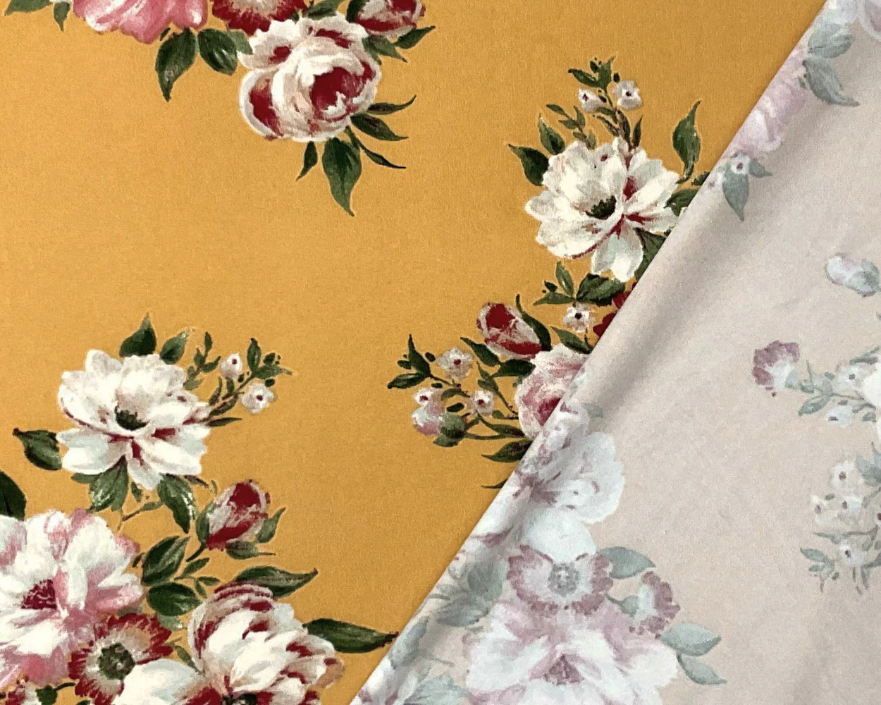 Yellow-Multi Poly Spandex Stretch Floral Print DB Jersey Knit Fabric - Image 2