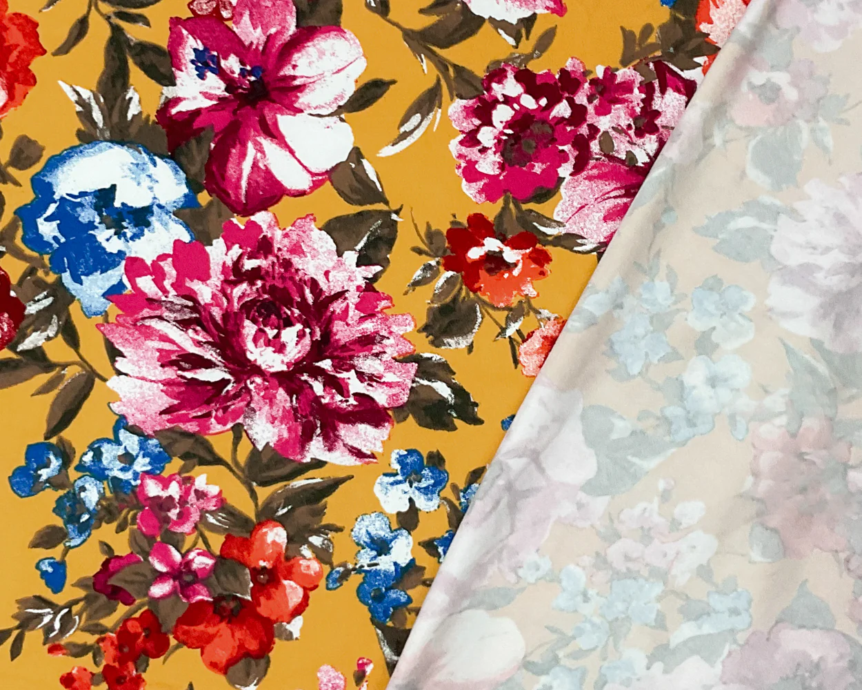 Yellow-Multi Poly Stretch Spandex Floral Print DB Jersey Knit Fabric - Image 2