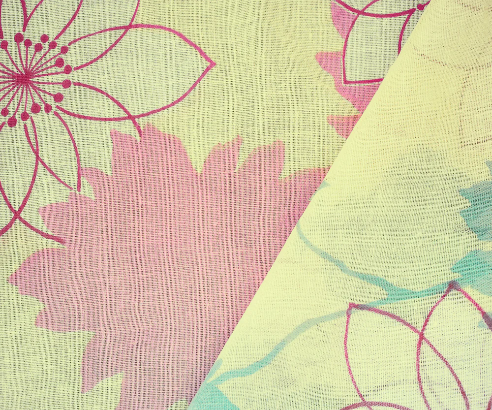 Yellow-Pink Multi Floral Printed Cotton Gauze Woven Fabric - Image 2