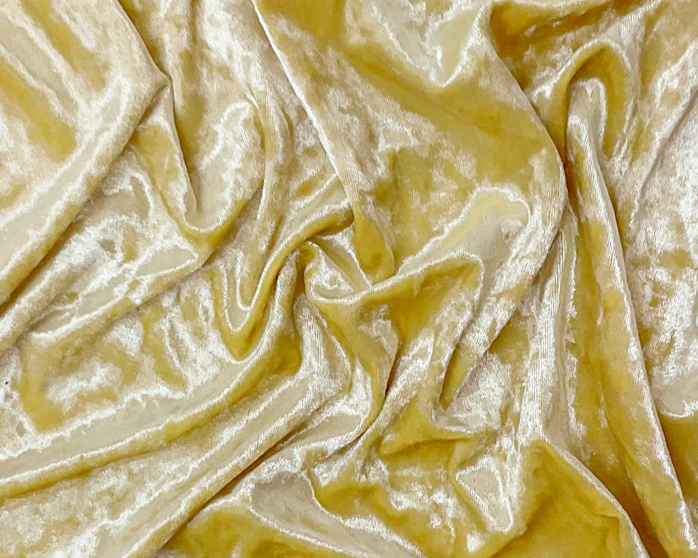 Yellow Poly Spandex Stretch Crushed Velvet Knit Fabric - Image 3