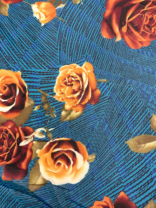 Yellow Rose Floral Print Poly Chiffon Fabric - Image 2