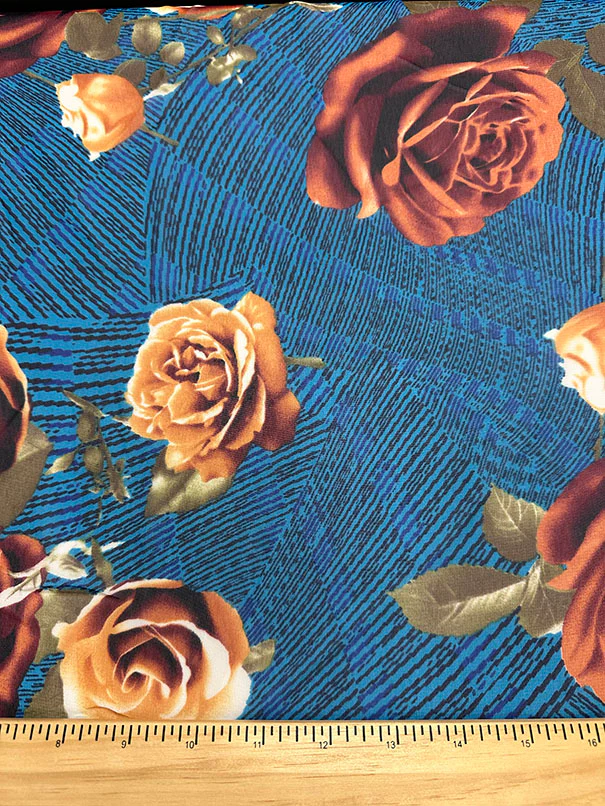 Yellow Rose Floral Print Poly Chiffon Fabric - Image 3